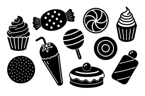 About 15 Sweet Food Smooth Line Graphics for Crafts