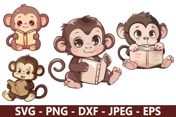 Adorable Monkey Reading Book SVG – A Versatile Freebie for Creative Marketing