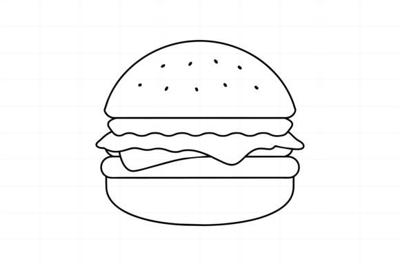 Burger Line Art Illustration: A Playful Embroidery Design for Creative Projects