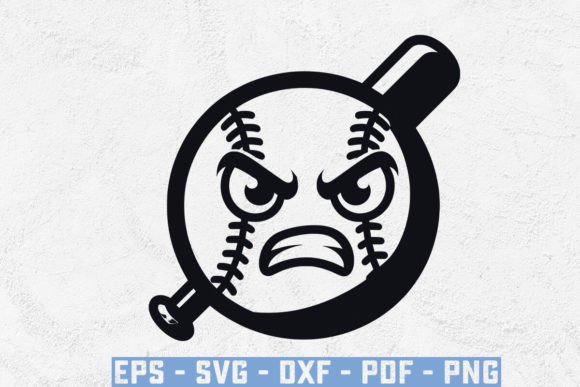 Cartoon Baseball With Angry Face SVG for Crafts and Graphics