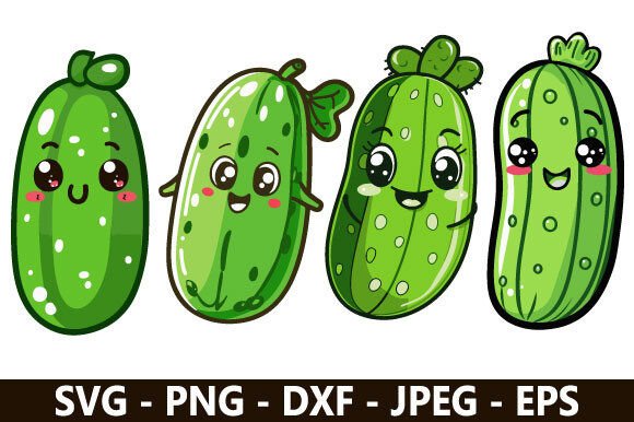 Cartoon Cucumber SVG Bundle: A Fresh Graphic Design Freebie for Local Branding