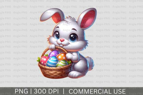 Cute Easter Bunny in Basket PNG: A Versatile Graphic Design Asset for Crafts and Creative Projects