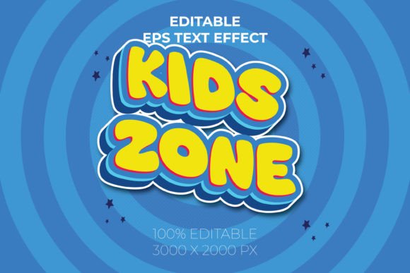 Kids Zone 3D Text Effect Editable – A Playful Graphic Design Freebie for Local Branding