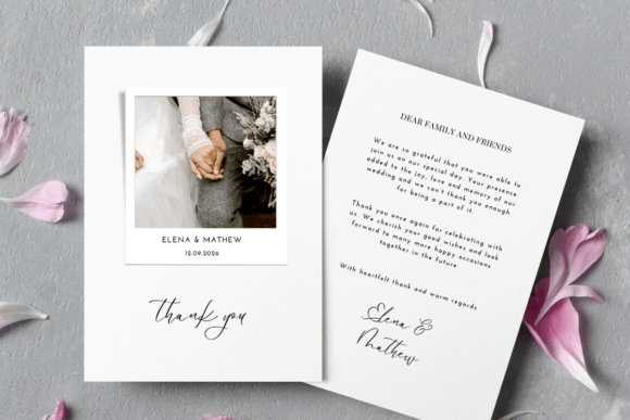 Modern Wedding Thank You Card with Photo – A Design Asset for Local Business Branding