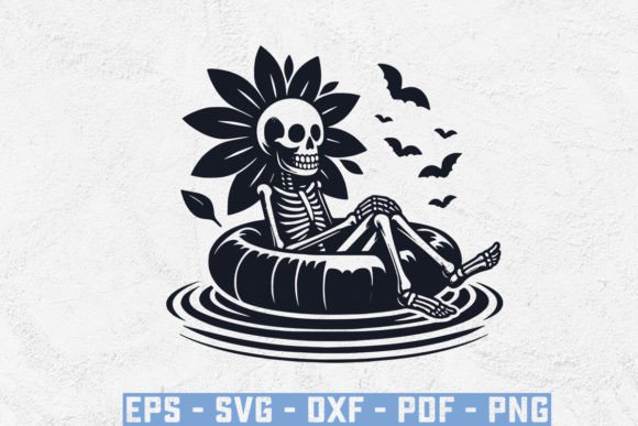 Skeleton in a Pool Floaty Svg: A Vibrant Graphic for Crafts and Branding