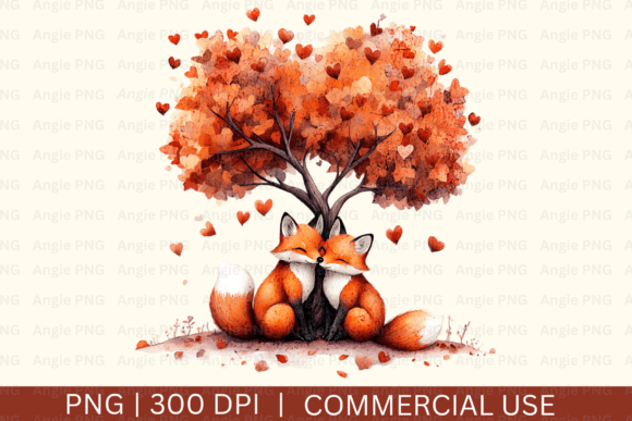 Valentine’s Day Couple Fox Clipart for Crafts and Graphics Projects