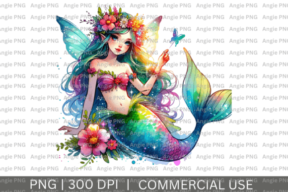 Watercolor Mermaid Fairy PNG Clipart for Crafts and Graphics