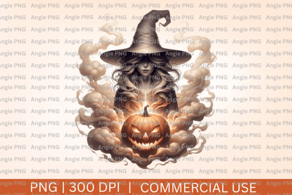 Watercolor Witch and Pumpkin PNG for Crafts and Graphics